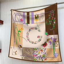 Load image into Gallery viewer, Silk Scarf Women Floral Printed Square Scarves Head Echarpes Silk Foulards Femme Wraps Beach Shawls Bandana Lady Hijabs 90CM
