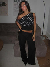 Load image into Gallery viewer, Mozision Backless Polka Dot Crop Tops Women Vest Fashion Summer New Oblique Shoulder Sleeveless Tank Tops Pullovers Female