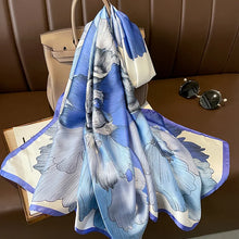 Load image into Gallery viewer, Green Peacock Feather Hijab Summer Beach Pareo Silk Scarf Women Luxury Bandana Soft Long Foulard Femme Designer Bufandas Mujer