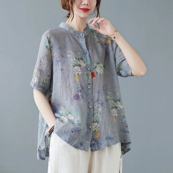Summer ort Sve Cotton Linen Loose Fit Slimming Belly Covering Thin irt for plus Size Women Middle-Aged Mothers