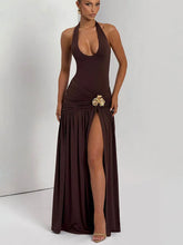 Load image into Gallery viewer, Mozision Elegant Backless Sexy Maxi Dress Set Women Halter Bodysuit And Maxi Skirt Matching Set Female Ruched Split Dress Sets