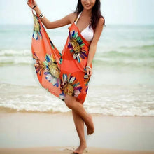 Load image into Gallery viewer, Printed Cover-ups Sexy Beach Dress Women Halter Sling Chiffon Beach Towel Bikini Wrap Pareo Skirts Open-Back Swimwear