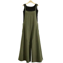 Load image into Gallery viewer, Women Straps Jumpsuit Summer Solid Color Wide Leg Pants Dungaree Bib Overalls Casual Loose Sleeveless Cotton Linen Jumpsuits 5Xl