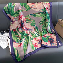 Load image into Gallery viewer, Green Peacock Feather Hijab Summer Beach Pareo Silk Scarf Women Luxury Bandana Soft Long Foulard Femme Designer Bufandas Mujer