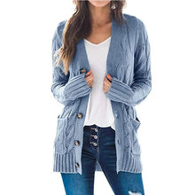 Load image into Gallery viewer, Autumn Winter Women Long Sleeve Knitted Cardigan Single Breasted Solid Color V Neck Loose Sweater Outwear Oversize S-3XL