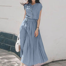 Load image into Gallery viewer, Women Fashion Short Sleeve Dress Summer Elegant Party Vestidos Casual Mid-calf Sundress Femme Vintage OL Robe Kaftan
