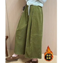 Load image into Gallery viewer, Slimming Effect Corduroy Wide Leg Nine-Tenths Pants Women Casual Style High Waist Polyester Fiber Comfortable Autumn New Arrival