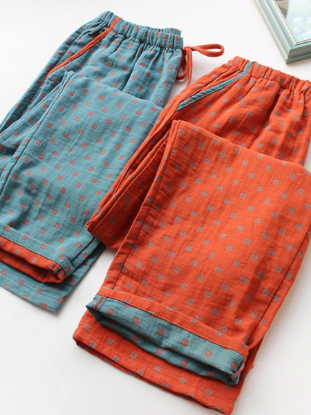 High Quali Pure Cotton Twill Casual Spwear Pants Home Clothes for Men Spring Summer Autumn Lightweight Long Trousers