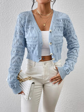 Load image into Gallery viewer, 2026 New Autumn Women V-neck Knitwears Long Sleeve Knitted Sweaters Hollow Out Embroidery Single Breasted Short Cardigans Tops