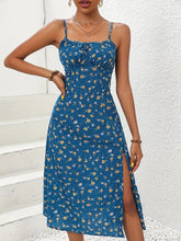 Load image into Gallery viewer, 2024 Summer Sexy Spaghetti Straps Dress Women Fashion Polka Dot Print Sleeveless Slit Dress Boho Casual Beach Midi Dresses