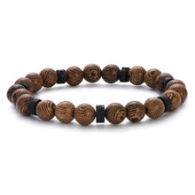 Load image into Gallery viewer, New Classic Natural Wood Beads Bracelets For Women Meditation Prayer Sliver Om Pendant Bracelet Men Wooden Yoga Jewelry