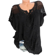 Load image into Gallery viewer, Large Size Loose Short-Sleeved Lace Women Blouses Cotton Blouses 2024 Summer V-neck White Shirt Tops Sexy Fashion Women Shirt