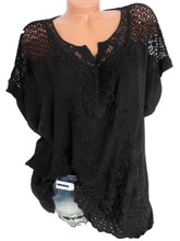 Load image into Gallery viewer, Large Size Loose Short-Sleeved Lace Women Blouses Cotton Blouses 2024 Summer V-neck White Shirt Tops Sexy Fashion Women Shirt