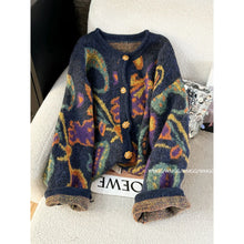 Load image into Gallery viewer, Autumn Retro Sweater Cardigan Women Korean Fashion Thick Metal Embroidery Knitted Gentle Vintage Clothes