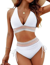 Load image into Gallery viewer, New 2026 Summer Beachwear Women Textured Bikini Set Wide Shoulder Belt Swimwear High Waist Push Up Bathing Suits Female Swimsuit