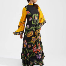 Load image into Gallery viewer, Ethnic Retro Spring Print Boho Long Dress Women Sexy Stand Collar Lace-up Party Dress Fall Long Sleeve Loose Ladies Maxi Dresses