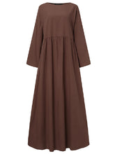 Load image into Gallery viewer, Autumn Women Sundress ZANZEA 2023 Vintage Solid Dresses Female Cotton Robe Casual Long Sleeve Pleated Maxi Vestidos Kaftan