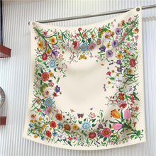 Load image into Gallery viewer, Silk Scarf Women Floral Printed Square Scarves Head Echarpes Silk Foulards Femme Wraps Beach Shawls Bandana Lady Hijabs 90CM