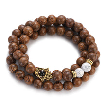 Load image into Gallery viewer, Multilayer Wood Beads Buddha Lotus OM Bracelet Tibetan Buddhist Mala Charm Rosary Bracelet Yoga Wooden For Women Men Jewelry