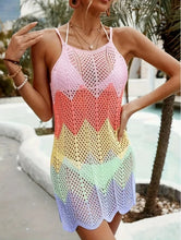 Load image into Gallery viewer, Women's Elegant Rainbow Stripes Dress Sexy Sleeveless Beachwear Colorful Tropical Vacation Style Tube Top Gown