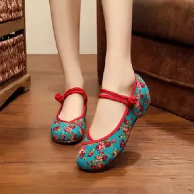 Women Retro High Quality Red Embroidery Ballet Shoes Lady Casual Sweet White Anti Skid Hemp Flat Shoes Zapatos Mujer E6184x