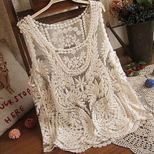 Load image into Gallery viewer, Women's Sleeveless Lace Tank Top Sexy Embroidery Hollow-out Floral Crochet Shirt Crochet T-Shirts For Women Lace Tee Shirt