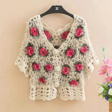 Load image into Gallery viewer, Three-Dimensional Flower Openwork Crocheted Sweater Cardigan Women&#39;s Spring And Autumn New Heavy Industry Joker Sweater 3XL Coat