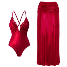 Load image into Gallery viewer, 2Pcs Printed Swimsuit Women Sexy Swimwear New Bikini With Long Skirt Female Biquini Push Up Swim Suit Bodysuit Beachwear CoverUp