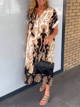 Load image into Gallery viewer, Women's Short-sleeve New V-neck Print Casual Dress Summer Fashion Elegant Office Party Holiday Women Clothes Dresses Robe Femme