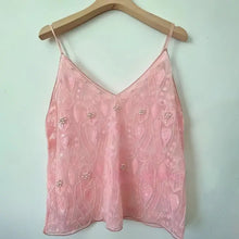 Load image into Gallery viewer, Puloru Trendy Sequins Beads Flower Pattern Vests Women&#39;s Sleeveless Open Back V Neck Camisoles See-Through Chic Summer Camis