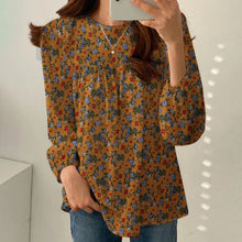 Load image into Gallery viewer, Women Floral Printed Blouse Bohemian Holiday Tops Vintage Long Sleeve Work Shirt Casual Cotton Chemise Female Blusas