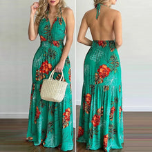 Load image into Gallery viewer, Summer Long Dress Bohemia Floral Casual Dresses Sexy Backless Halter Strapless 2023 Beach Sundress Vacation Clothes For Women