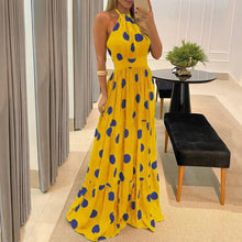 Load image into Gallery viewer, Summer Long Dress Polka Dot Casual Dresses Black Sexy Halter Strapless New 2023 Yellow Sundress Vacation Clothes For Women