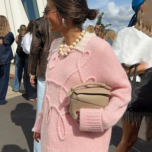 Fashion Casual Pullovers For Women Solid Color Round Neck Long Sleeve Knitted Sweater Loose Female 2024 Autunn Winter New