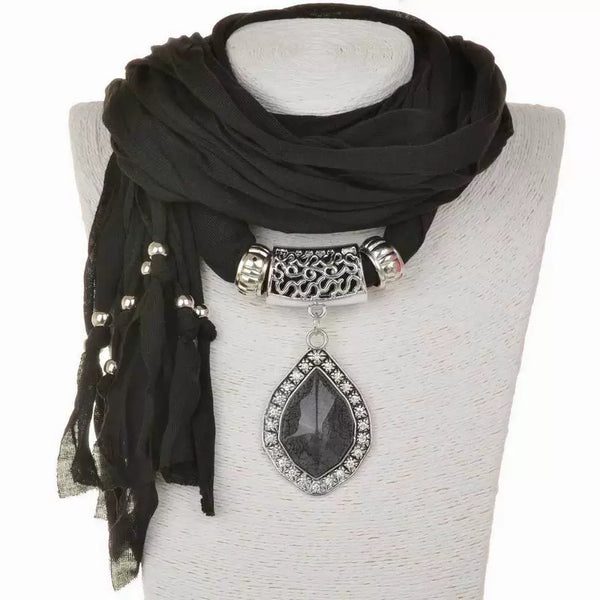 Alloy Jewelry Scarf, Pendant Scarf, Polyester Sweat Cloth 180x40 Women's Autumn and Winter Scarf