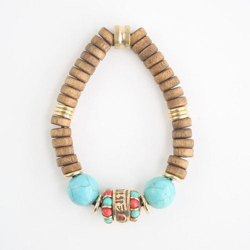 Retro Turquoise Ethnic Nepalese Handmade Bracelets, Personalized Women's Artistic Gifts