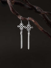 Load image into Gallery viewer, S925 Silver Art Retro Knot Tassel Earrings Elegant Bride Ethnic Style Ear Clip