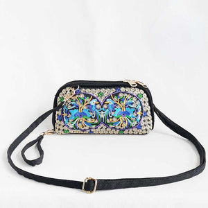 New Ethnic Embroidery Flower Bag Fashion Clutch Bag Shoulder Slung Mobile Phone Bag Mini Bag