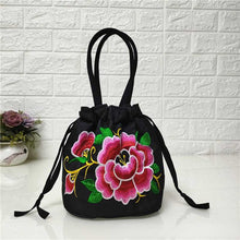 Load image into Gallery viewer, Ethnic style embroidered bag, embroidered canvas bag, mobile phone change, drawstring small bag, women&#39;s bucket bag