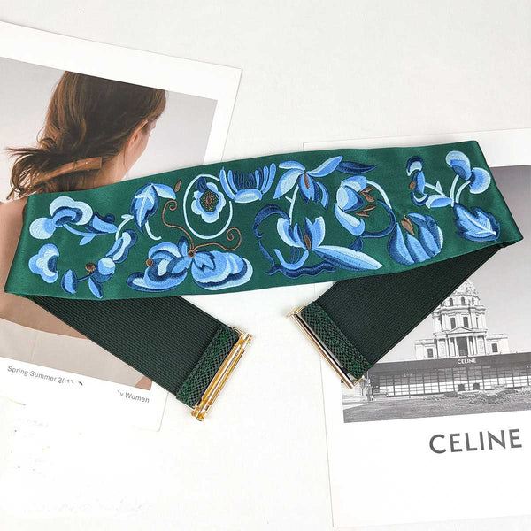 Ancient Style Embroidery Waist Seal Women's Elastic Wide Belt Decoration Fashion and Versatile Embroidery Ethnic Style Belt