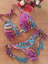 Load image into Gallery viewer, Floral Print High Waist Bohemian Bikini Set