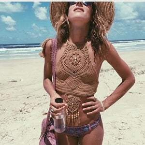 Boho Crochet Tassels Beach Bikini