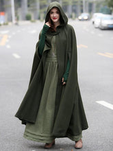 Load image into Gallery viewer, Three Colors Hooded Cloak Trench Cape Outwear