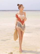 Load image into Gallery viewer, Beach Vacation Hollow 3/4 Sleeve Mask Cover-ups