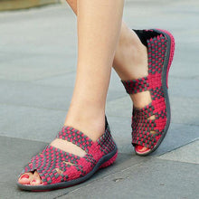 Load image into Gallery viewer, Handmade Knitting Hollow Out Breathable Peep Toe Slip On Platform Shake Shoes