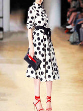 Load image into Gallery viewer, Slim Black And White Dot Long Dress With Big Swing