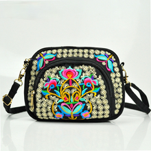 Load image into Gallery viewer, Tibet ethnic embroidery bag double side embroidery canvas zero wallet mobile phone bag women&#39;s Mini slant span bag