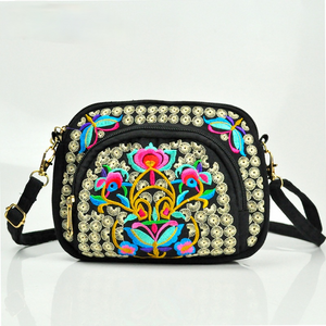 Tibet ethnic embroidery bag double side embroidery canvas zero wallet mobile phone bag women's Mini slant span bag