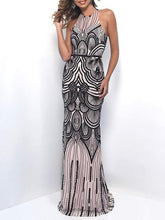 Load image into Gallery viewer, Sequined Backless Evening Dress