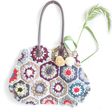 Load image into Gallery viewer, mosaic shoulder handbag hand-woven stitching contrast color limited edition
